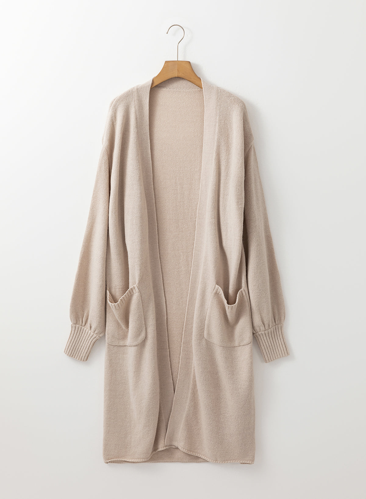 Beige Open Front Knitted Cardigan – Effortlessly Elegant and Cozy