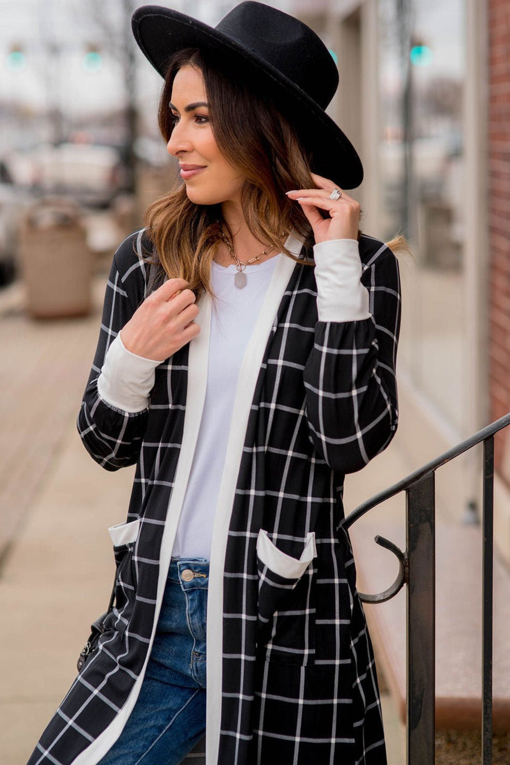 Black Plaid Open Front Cardigan – Effortless Style Meets Everyday Comfort