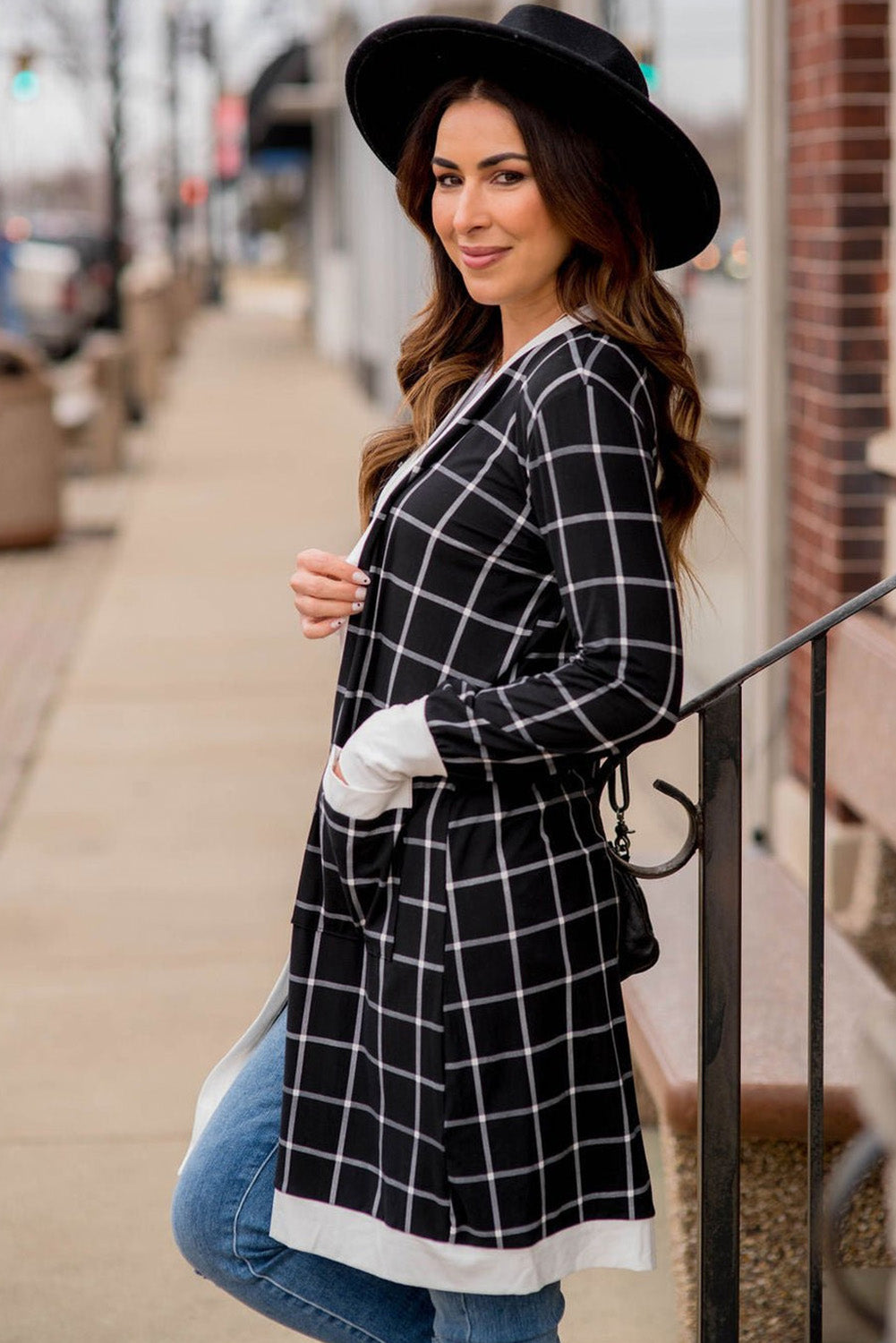 Black Plaid Open Front Cardigan – Effortless Style Meets Everyday Comfort