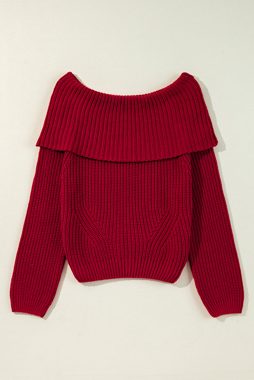 Racing Red Off-the-Shoulder Knit Sweater – Flirty & Fashionable