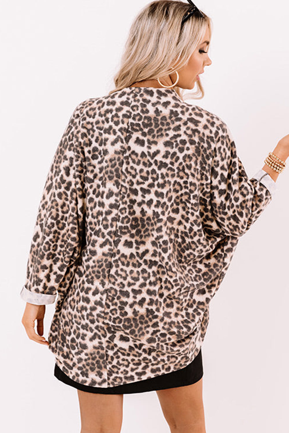 Khaki Leopard Print Batwing Tunic Cardigan – Bold and Comfortable Style