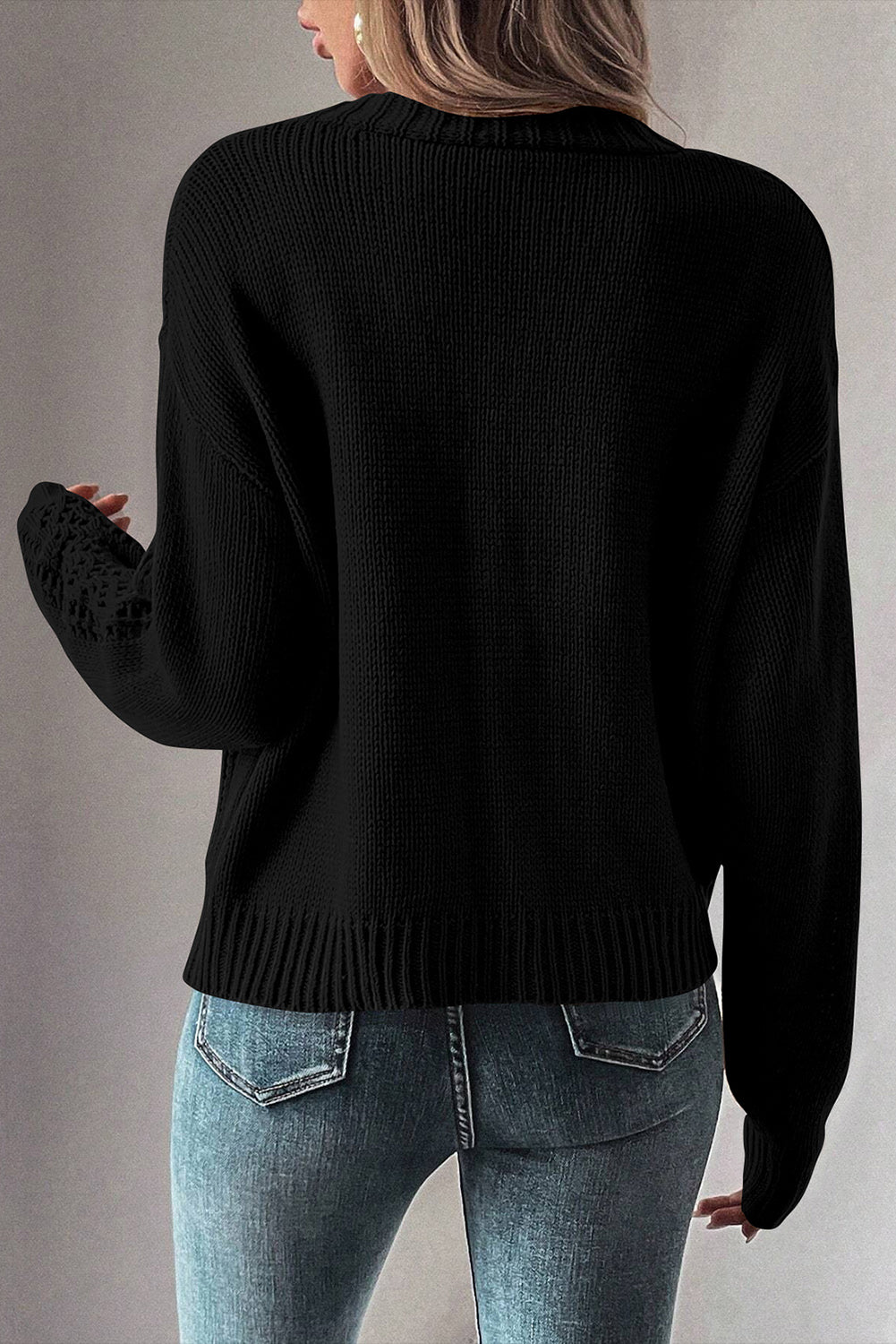 Black Open Knit Sweater Cardigan – Relaxed Elegance for Every Occasion