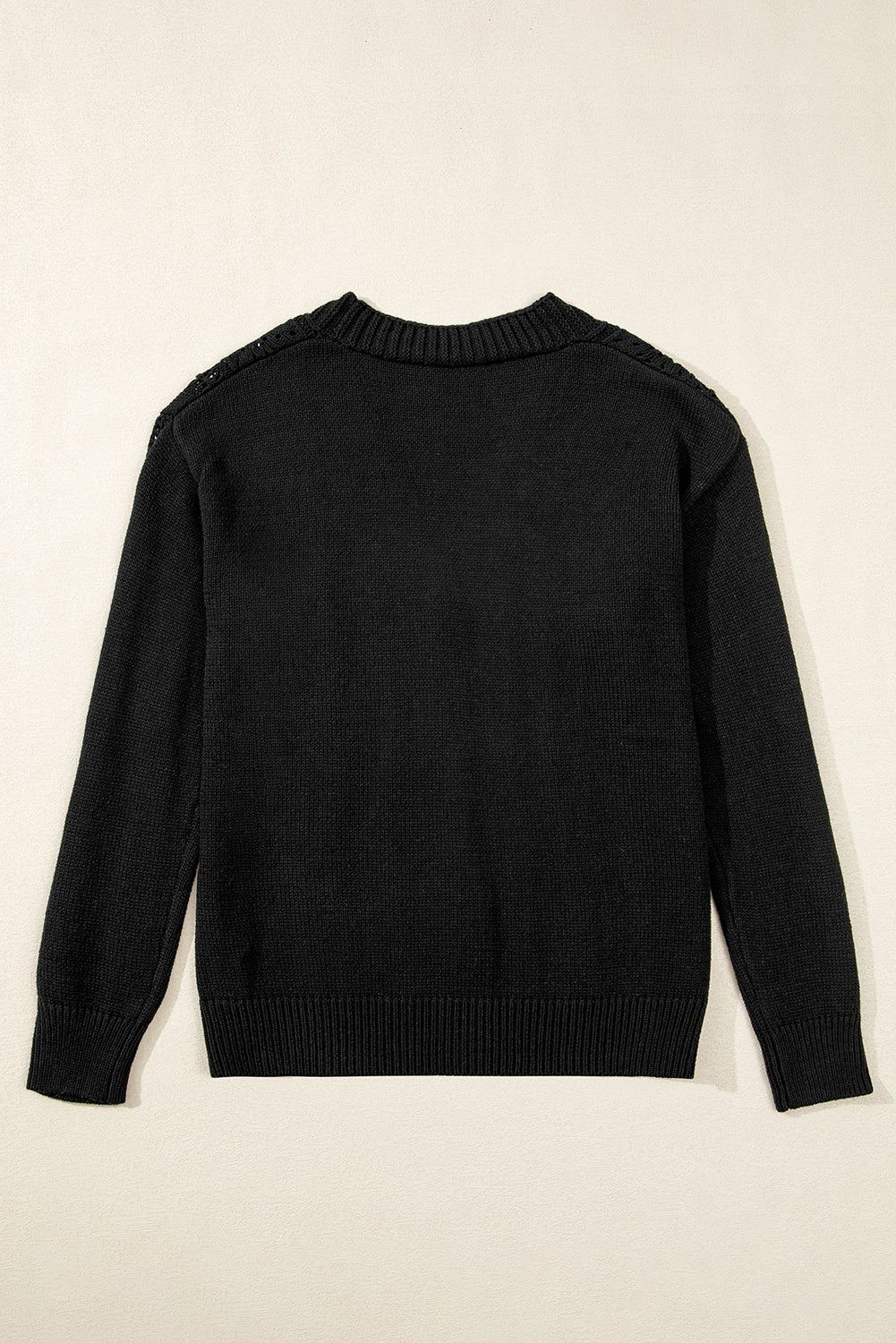 Black Open Knit Sweater Cardigan – Relaxed Elegance for Every Occasion