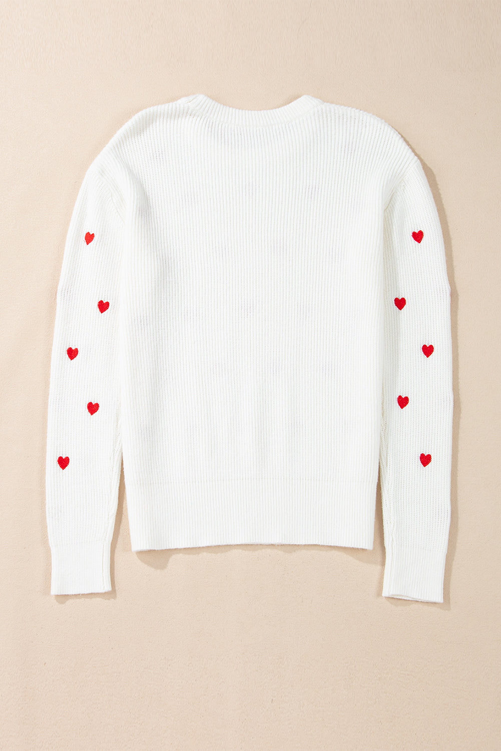 White Heart Shape Drop Shoulder Sweater – Festive and Cozy