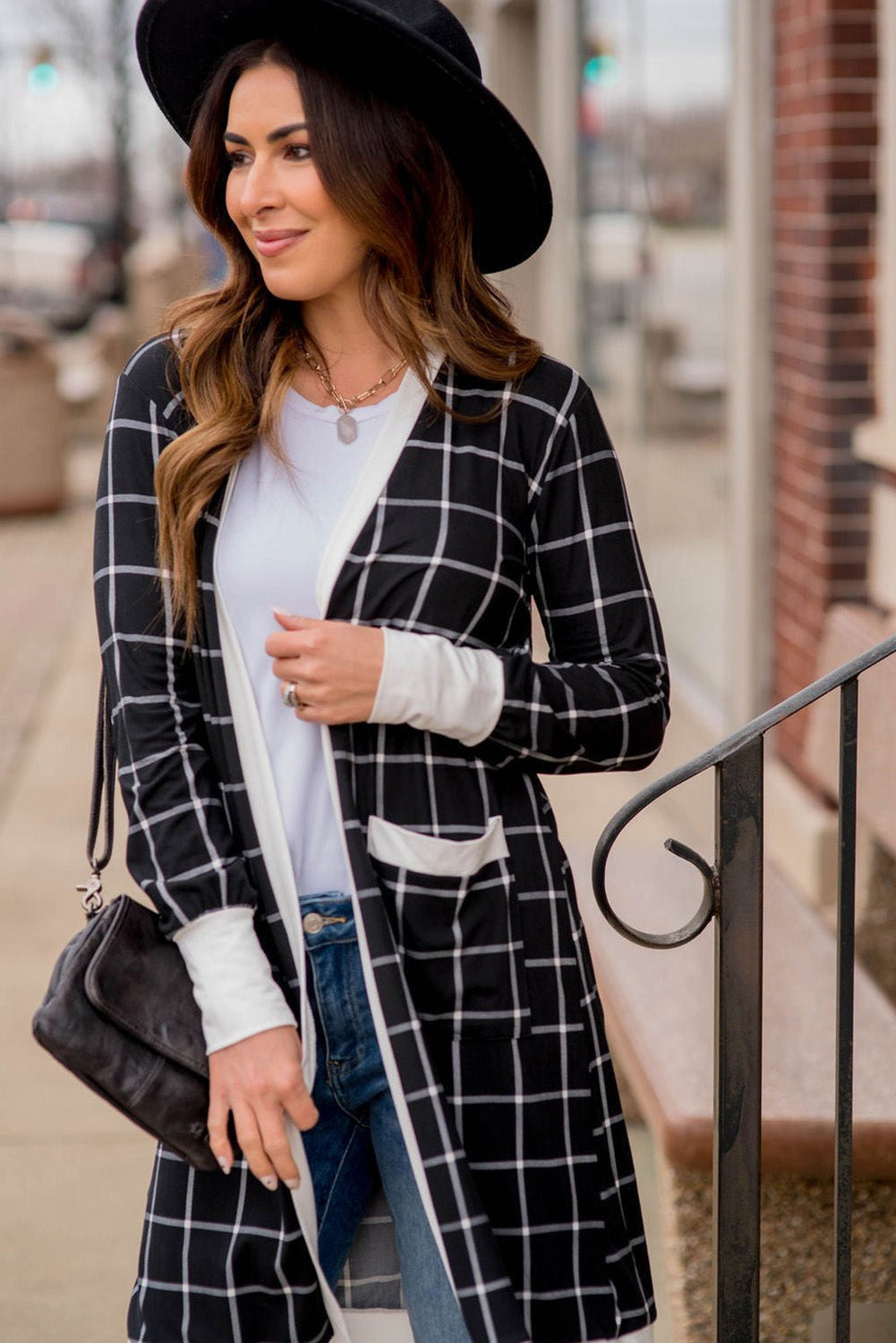 Black Plaid Open Front Cardigan – Effortless Style Meets Everyday Comfort