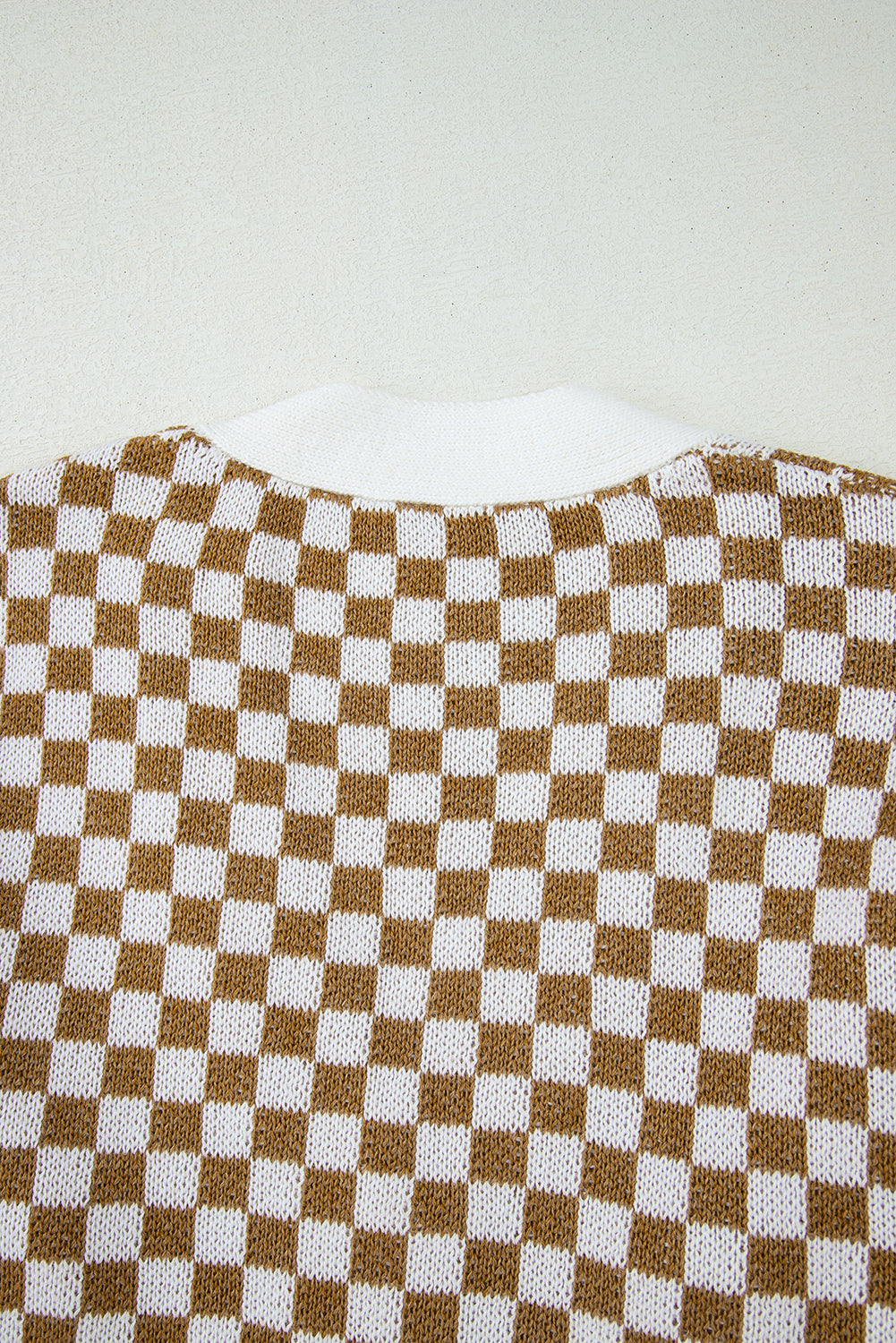 Brown Checkered V Neck Cardigan – Classic Style with a Modern Twist