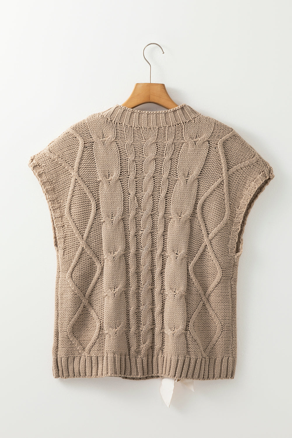 Simply Taupe Colorblock Cable Knit Sweater – Feminine Charm Meets Modern Design