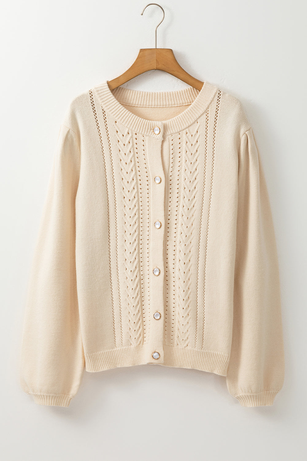 Apricot Pleated Sleeve Button Cardigan – Effortless Grace Meets Everyday Comfort