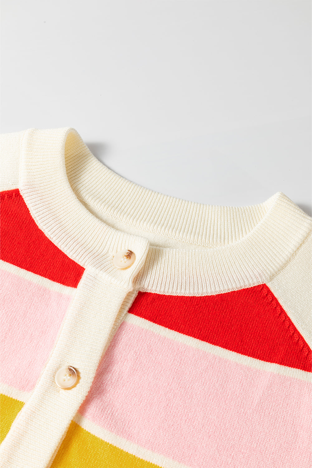 White Stripe Colorful Pattern Sweater Cardigan – Cozy & Vibrant