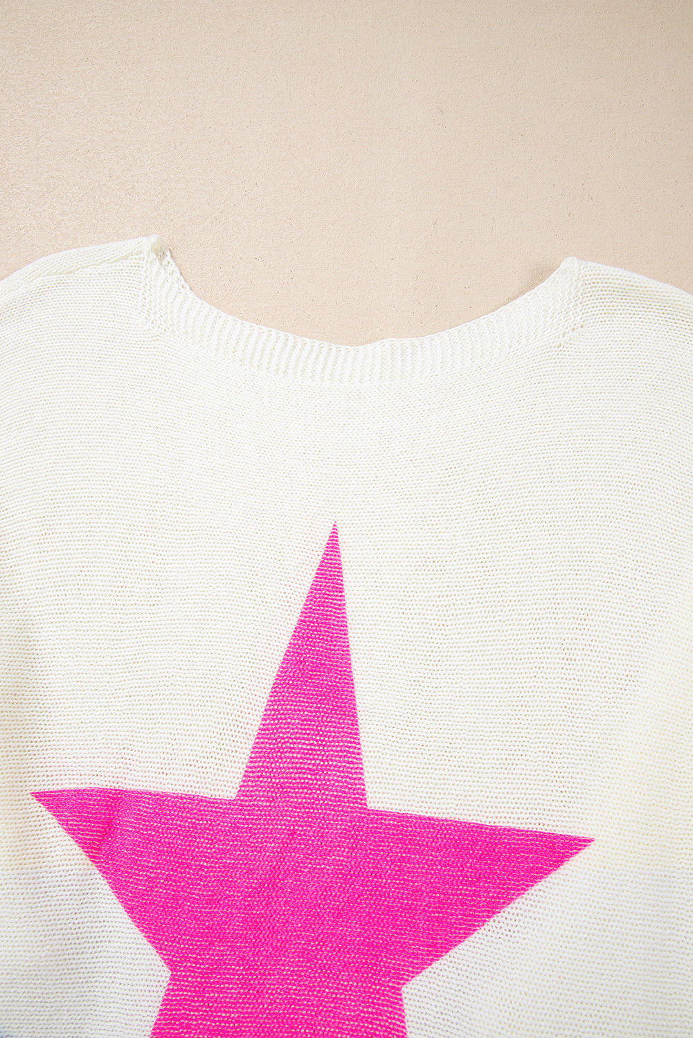 White Star Drop Shoulder Sweater – Cozy and Trendy