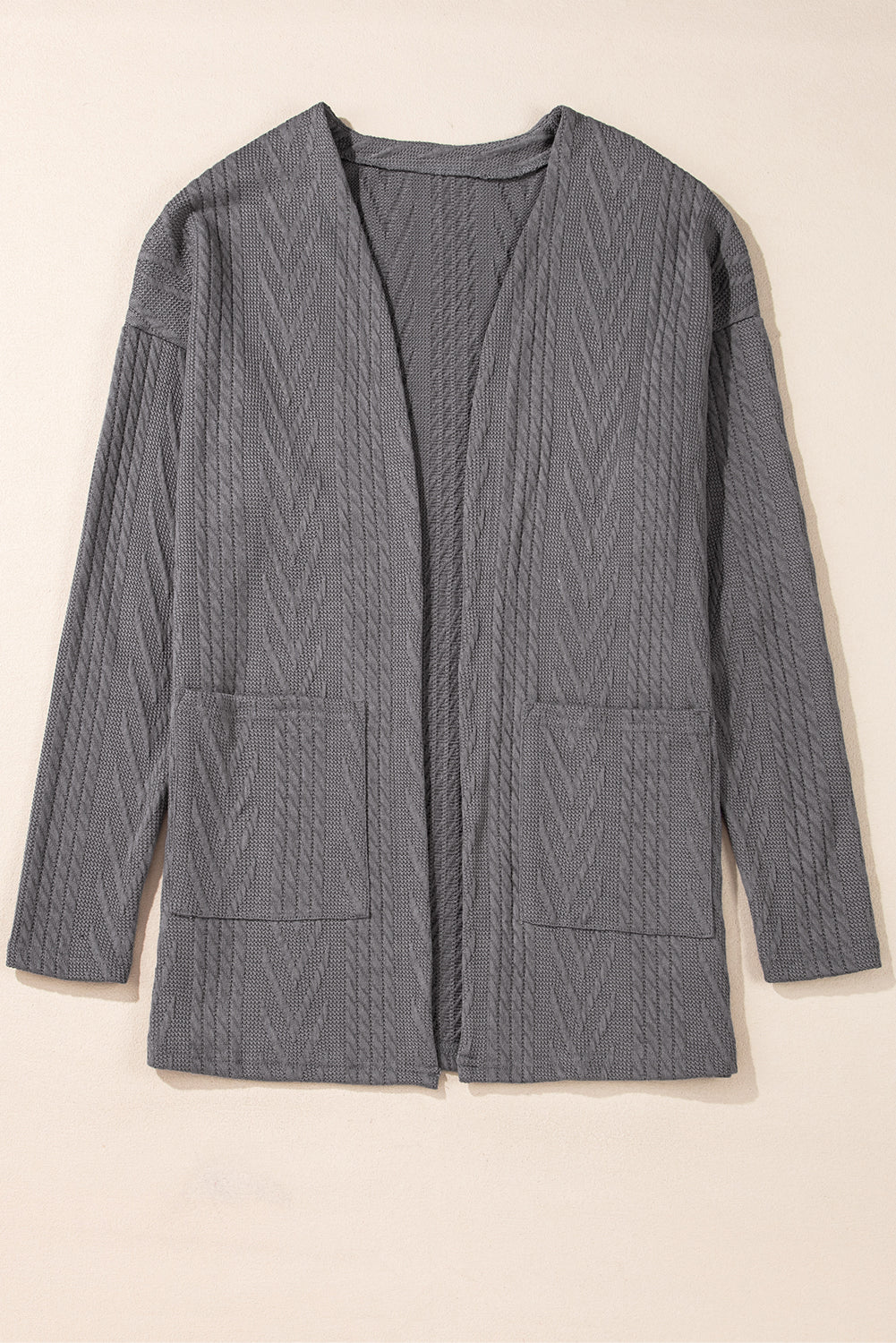 Medium Grey Open Front Cardigan with Pocket – Sophisticated and Practical