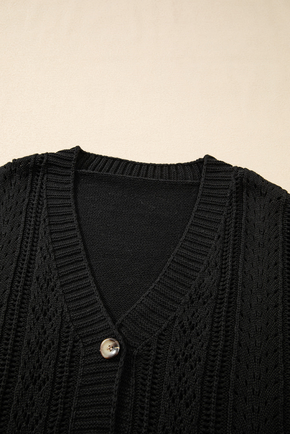 Black Open Knit Sweater Cardigan – Relaxed Elegance for Every Occasion