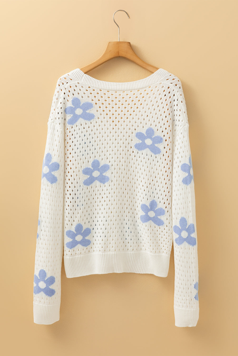 White Flower Knit Open Short Cardigan – Elegant and Feminine Layer