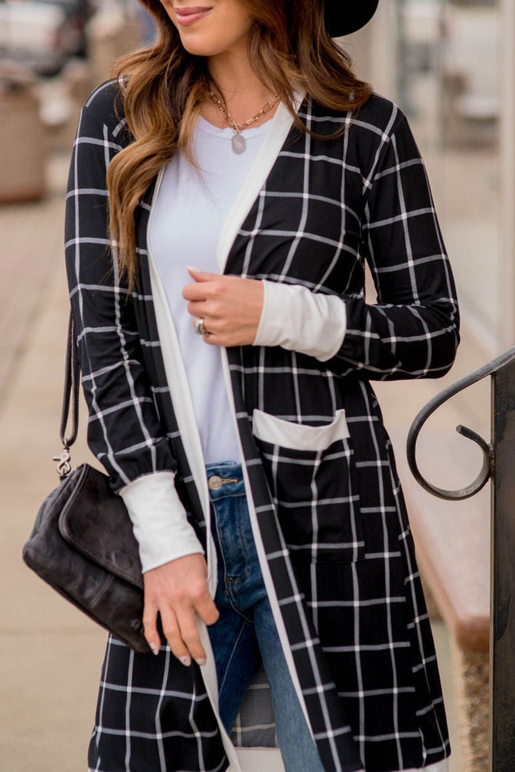 Black Plaid Open Front Cardigan – Effortless Style Meets Everyday Comfort